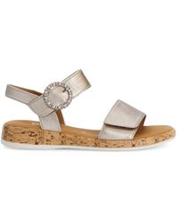 Gabor - Goldene Metallische Ledersandalen - Lyst