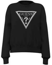 Guess - Hoodies & Sweatvesten ,Zwart ,Katoen Triangle Logo Sweatshirt - Lyst