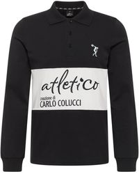carlo colucci - Tops ,Zwart ,Sportief Langarm Poloshirt Domenici - Lyst