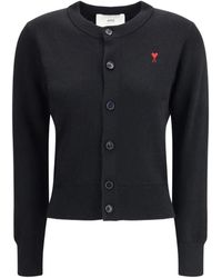 Ami Paris - Merino Wollen Cardigan Met Ami De Coeur Motief - Lyst