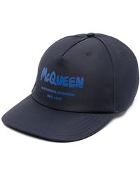McQueen - Accessoires ,Blauw ,Katoen Blauwe Hoeden Van Alexander Mc Queen - Lyst