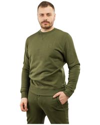 HUGO - Hoodies & Sweatvesten ,Groen ,Katoen Sweatshirt Met Ronde Hals - Lyst