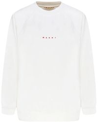 Marni - Felpa bianca con stampa logo - Lyst