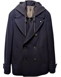 L.B.M. 1911 - Double-Breasted Peacoat Met Afneembare Capuchon - Lyst