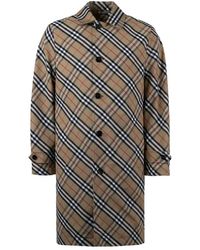 Burberry - Jassen ,Polyester Geruite Auto Jas Met Rugsplit - Lyst