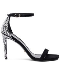 Stuart Weitzman - Schoenen ,Zwart ,Suède Sandaal Met Kristallen - Lyst