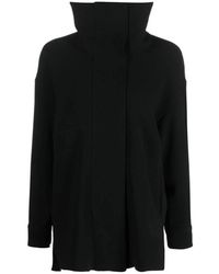 Alberto Biani - Jassen ,Zwart ,Zwarte Hoge Hals Blootgestelde-Naad Top - Lyst