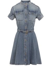 McQueen - Kleedjes ,Blauw ,Denim Denim Mini Jurk - Lyst