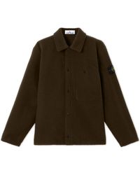 Stone Island - Groene Wollen Jas - Lyst
