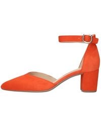Gabor - Orangefarbene Wildleder Pumps Mit Knöchelriemen - Lyst