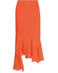ANDAMANE - Rokken ,Oranje ,Oranje Zijden Asymmetrische Midi Rok - Lyst