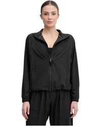 DKNY - Jassen ,Zwart ,Polyester Logo Hooded Short Jacket - Lyst