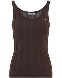 Prada - Tabacco Ribbed Knit Tank Top - Lyst