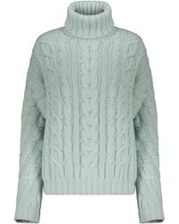 Herno - Truien & Vesten ,Groen ,Wol Ribgebreide Coltrui - Lyst
