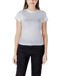 Guess - Weißes Baumwoll-T-Shirt Mit Modernem Design - Lyst