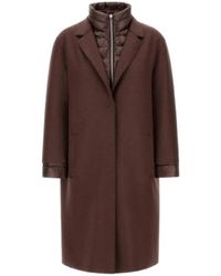 Herno - Jassen ,Bruin ,Wol Resort Vilten Wol En Nylon Ultralichte Jas - Lyst