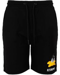 Iceberg - Korte Broeken ,Zwart ,Katoen Klassieke Shorts - Lyst