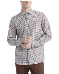 Peserico - Overhemden ,Veelkleurig ,Katoen Micro Geruite Katoenen Overhemd - Lyst