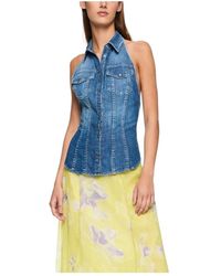 Dondup - Halter Neck Denim Top - Lyst