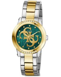 Guess - Ladies 2-Tone Analog Watch Armbanduhr Grün Annette Gw0861L4 - Lyst
