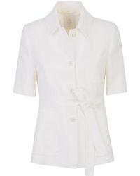 Eleventy - Jassen ,Wit ,Leer Short-Sleeve Jacket - Lyst