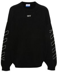 Off-White c/o Virgil Abloh - Schwarzer strickpullover mit logodetail - Lyst