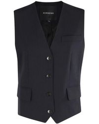 Birgitte Herskind - Jassen ,Blauw ,Wol V-Neck Vest - Lyst