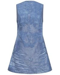 DIESEL - Kleedjes ,Blauw ,Katoen De Selune Fsi Mini-Jurk Met Open Rug - Lyst