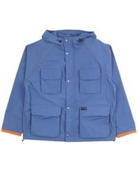 Fay - Jassen ,Blauw ,Nylon Nylon Windbreaker Met Capuchon En Zakken - Lyst