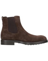 Tod's - Schoenen ,Bruin ,Suède Bruine Suède Leren Enkellaarzen - Lyst