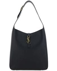 Saint Laurent - Schultertasche Aus Genarbtem Leder Mit Ysl-Logo - Lyst