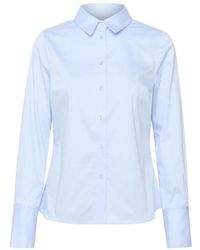 Inwear - Overhemden ,Blauw ,Katoen Pastelblauwe Klassieke Blouse - Lyst