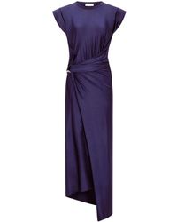 Rabanne - Kleedjes ,Blauw ,Midi Jurk Met Zijplooien - Lyst