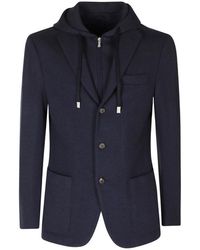 Eleventy - Blazer Met Capuchon Van Gelaagde Wol - Lyst