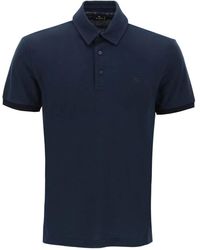 Etro - Tops ,Blauw ,Katoen Pegasus Logo Polo Shirt - Lyst