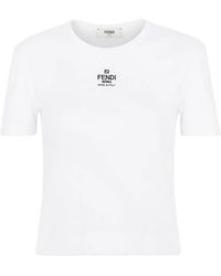 Fendi - Cropped Fitted T-Shirt With Round Neckline - Lyst