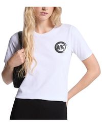 Michael Kors - Tops ,Wit ,Katoen Logo Charm Cotton Jersey T-Shirt - Lyst