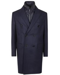 Fay - Blauer woll-kaschmir-tel mit abnehmbarer weste - Lyst