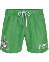 Iceberg - Badmode ,Groen ,Groene Zwemshorts Met Tom-Print En Verstelbaar Trekkoord - Lyst