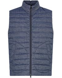 Herno - Jassen ,Blauw ,Denim Gewatteerd Denim Gilet - Lyst