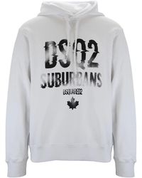 DSquared² - Hoodies & Sweatvesten ,Wit ,Katoen Hoodie Van Katoen Met Trekkoord - Lyst