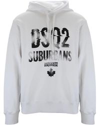 DSquared² - Hoodies & Sweatvesten ,Wit ,Katoen Hoodie Van Katoen Met Trekkoord - Lyst