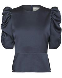 Neo Noir - Overhemden ,Blauw ,Leer Benua Heavy Sateen Blouse - Lyst