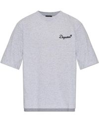 DSquared² - Tops ,Grijs ,Katoen T-Shirt Met Geborduurd Logo - Lyst