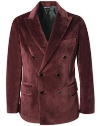 Reveres 1949 - Jassen ,Rood ,Leer Velvet Jacket - Lyst