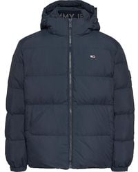 Tommy Hilfiger - Blauwe Hooded Puffer Jas - Lyst