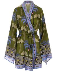 Anjuna - Overhemden ,Groen ,Linnen Carlotta Korte Kimono - Lyst