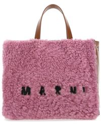 Marni - Teddy leder einkaufstasche - Lyst
