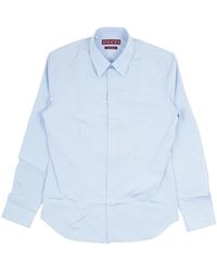 Gucci - Overhemden ,Blauw ,Katoen Poplin Katoenen Overhemd - Lyst