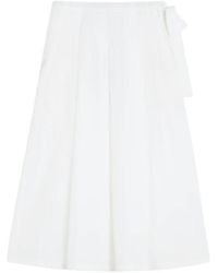 Weekend by Maxmara - Rokken ,Wit ,Katoen Witte Katoenen Midi Rok Met Geplooide Details - Lyst